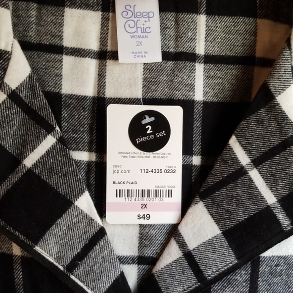 NWT SECRET TREASURES BLACK PLAID 2-PIECE PJ SET - Picture 7 of 7